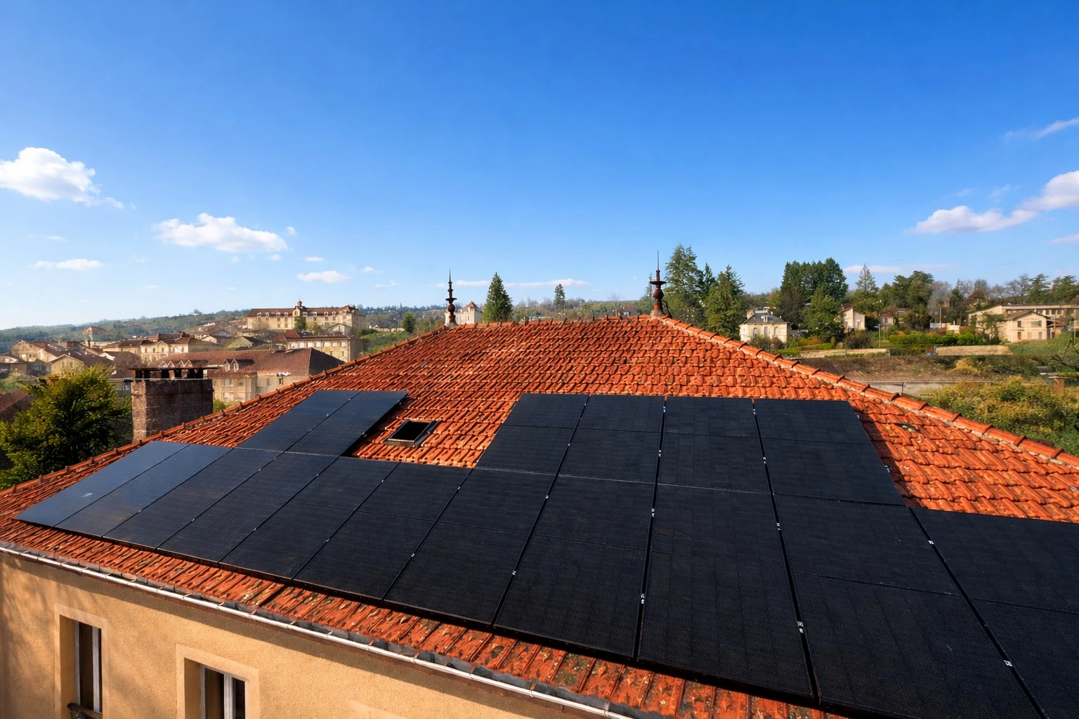 Installation solaire sur chalet bois en montagne